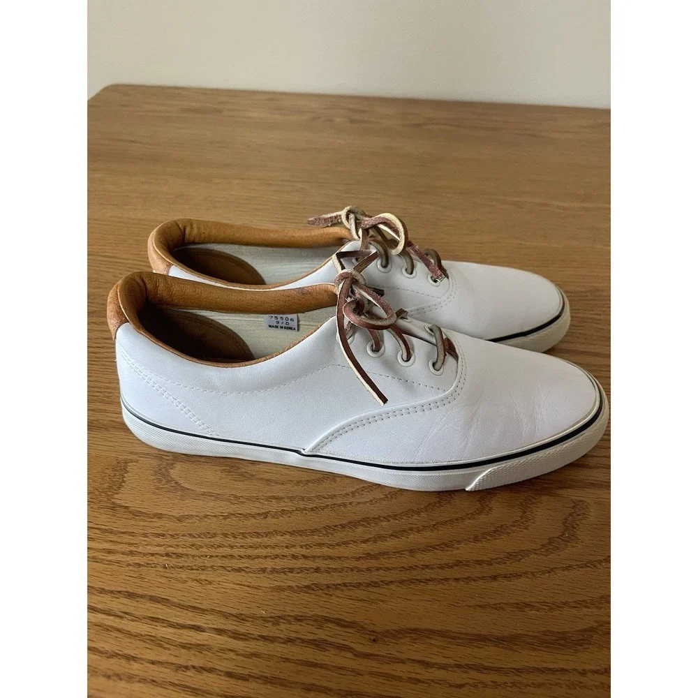 Vtg Florsheim SeaTracs Vegan Leather Deck Boat Nautical Sneakers Sz 9D Preppy